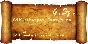 Günsberger Szeréna névjegykártya