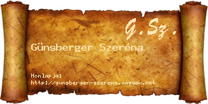 Günsberger Szeréna névjegykártya